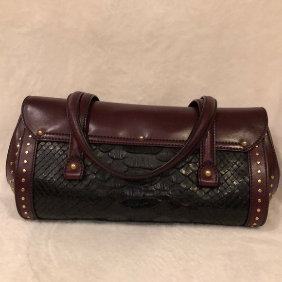 Gucci Leather & Snake Skin Burgundy & Black - Picture 5 of 8